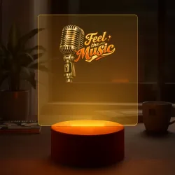 Светильник-ночник Feel the Music  винтажный микрофон в стильной музыкальной иллюстрации - фото 2