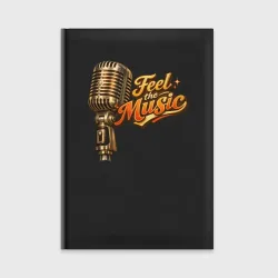 Ежедневник Feel the Music  винтажный микрофон в стильной музыкальной иллюстрации