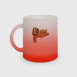 Кружка матовая стеклянная Feel the Music  винтажный микрофон в стильной музыкальной иллюстрации