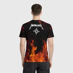 Мужская футболка 3D Metallica огненный рок - лого на спине - фото 4