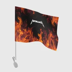 Флаг для автомобиля Metallica огненный рок - лого на спине