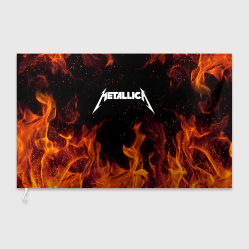 Флаг 3D Metallica огненный рок - лого на спине