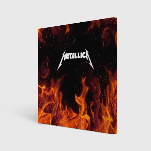 Холст квадратный Metallica огненный рок - лого на спине