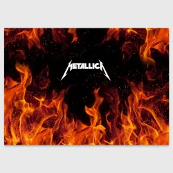 Поздравительная открытка Metallica огненный рок - лого на спине