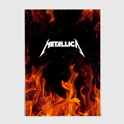 Постер Metallica огненный рок - лого на спине