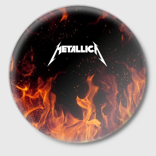 Значок Metallica огненный рок - лого на спине