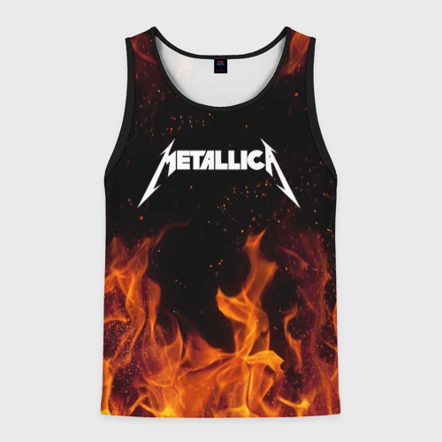 Мужская майка 3D Metallica огненный рок - лого на спине