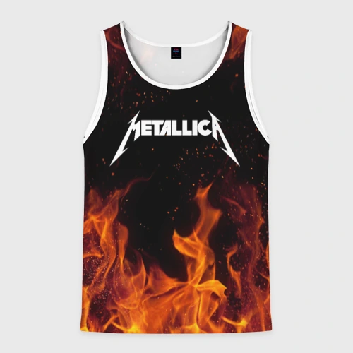 Мужская майка 3D Metallica огненный рок - лого на спине