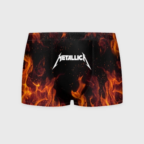 Мужские трусы 3D Metallica огненный рок - лого на спине