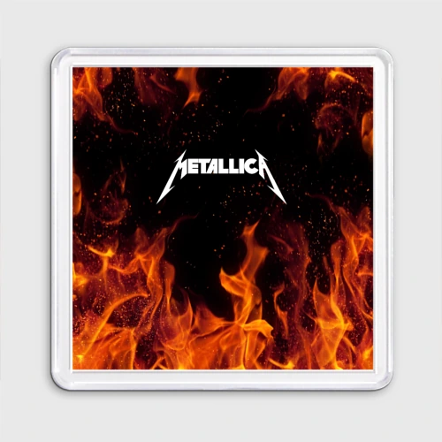 Магнит 55*55 Metallica огненный рок - лого на спине
