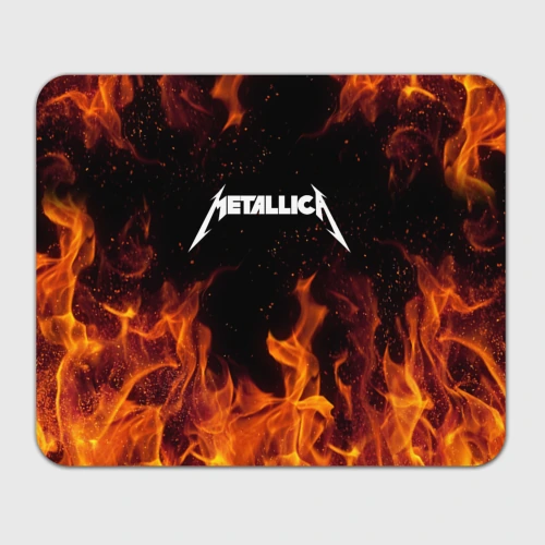 Прямоугольный коврик для мышки Metallica огненный рок - лого на спине