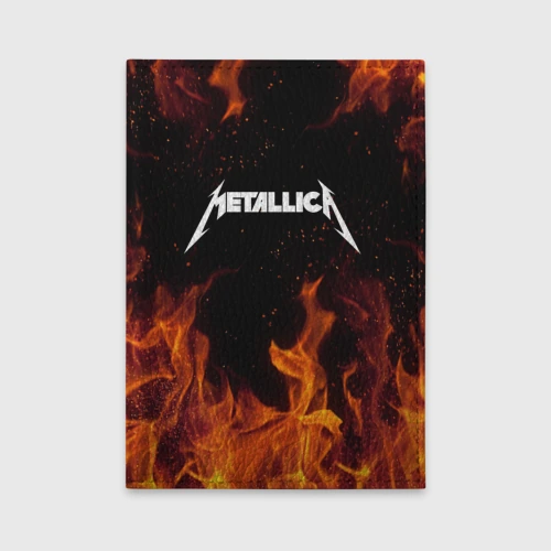 Обложка для автодокументов Metallica огненный рок - лого на спине