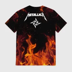 Мужская футболка 3D Metallica огненный рок - лого на спине - фото 2