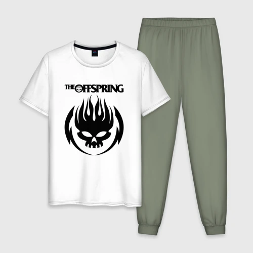 Мужская пижама с белой футболкой хлопок The Offspring black skull