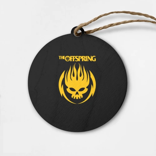 Деревянная игрушка круг The Offspring yellow skull rock-band