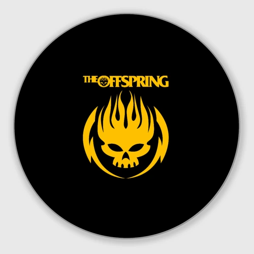 Круглый коврик для мышки The Offspring yellow skull rock-band