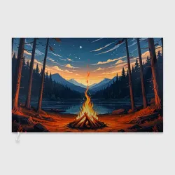 Флаг 3D Вечер у костра