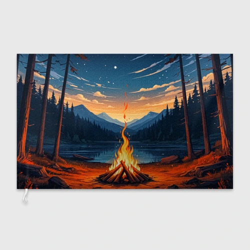 Флаг 3D Вечер у костра