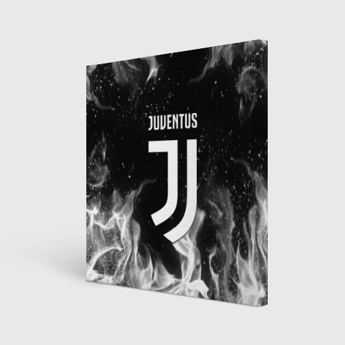 Холст квадратный Juventus white fire sport