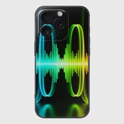 Чехол для iPhone 16 Pro силиконовый с защитой камеры Пульсирующий эквалайзер