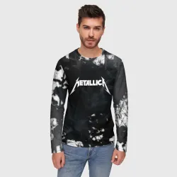 Мужской лонгслив 3D Metallica black white smoke  - фото 2
