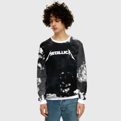 Мужской свитшот 3D Metallica black white smoke  - фото 2