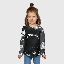 Детский лонгслив 3D Metallica black white smoke  - фото 2
