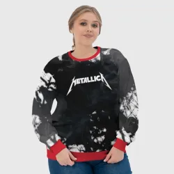 Женский свитшот 3D Metallica black white smoke  - фото 6