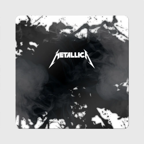 Магнит виниловый Квадрат Metallica black white smoke 