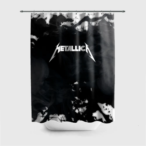 Штора 3D для ванной Metallica black white smoke 