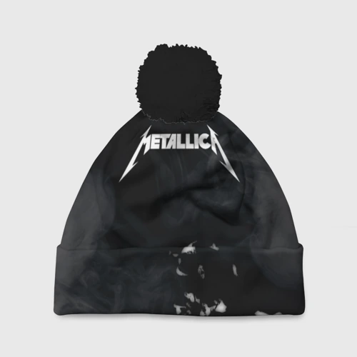 Шапка 3D c помпоном Metallica black white smoke 