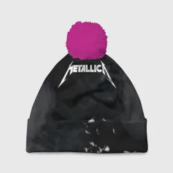 Шапка 3D c помпоном Metallica black white smoke 