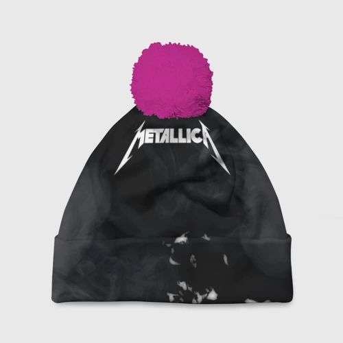Шапка 3D c помпоном Metallica black white smoke 