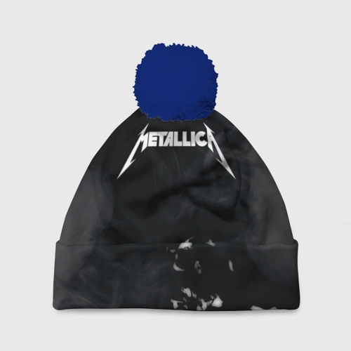 Шапка 3D c помпоном Metallica black white smoke 