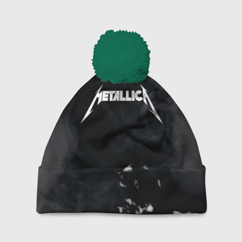 Шапка 3D c помпоном Metallica black white smoke 