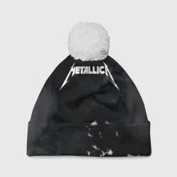 Шапка 3D c помпоном Metallica black white smoke 