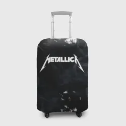 Чехол для чемодана 3D Metallica black white smoke 