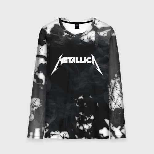 Мужской лонгслив 3D Metallica black white smoke 