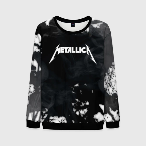 Мужской свитшот 3D Metallica black white smoke 