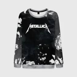 Мужской свитшот 3D Metallica black white smoke 