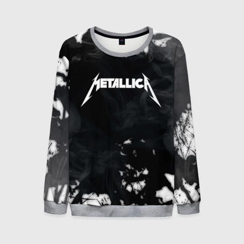 Мужской свитшот 3D Metallica black white smoke 