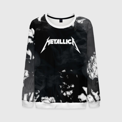 Мужской свитшот 3D Metallica black white smoke 