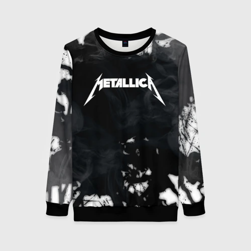 Женский свитшот 3D Metallica black white smoke 