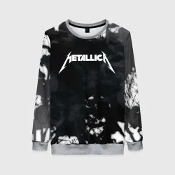 Женский свитшот 3D Metallica black white smoke 