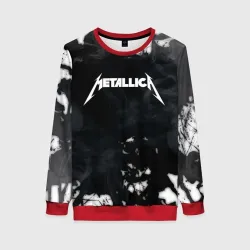 Женский свитшот 3D Metallica black white smoke 