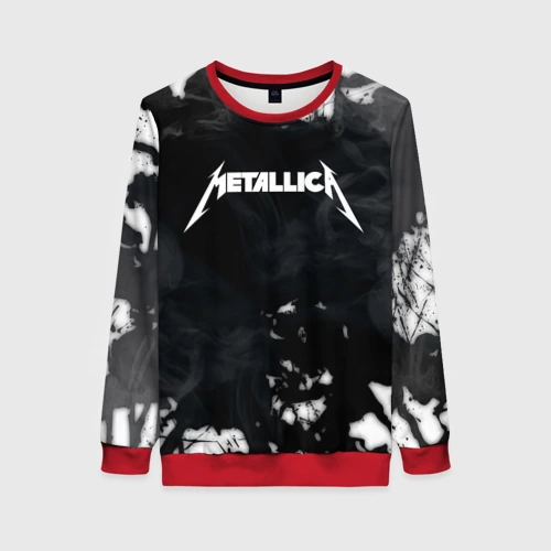 Женский свитшот 3D Metallica black white smoke