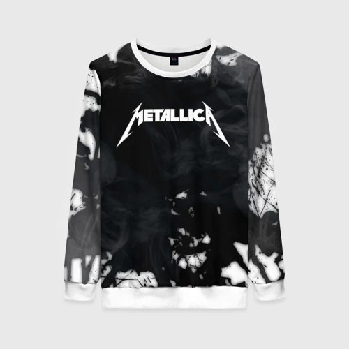 Женский свитшот 3D Metallica black white smoke 