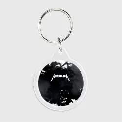 Брелок круглый Metallica black white smoke 