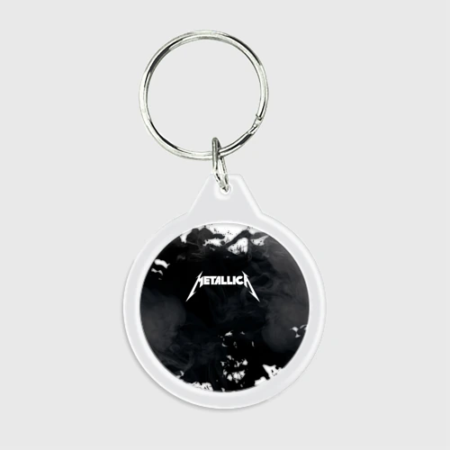 Брелок круглый Metallica black white smoke 