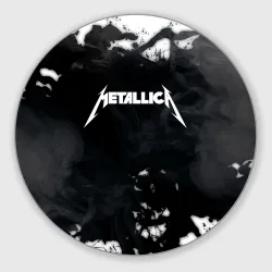 Круглый коврик для мышки Metallica black white smoke 